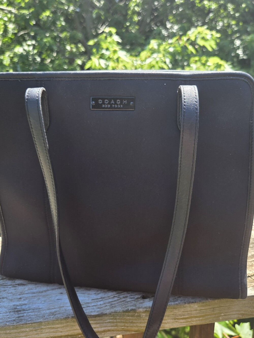 Coach Black Neoprene Tote with Leather Handles